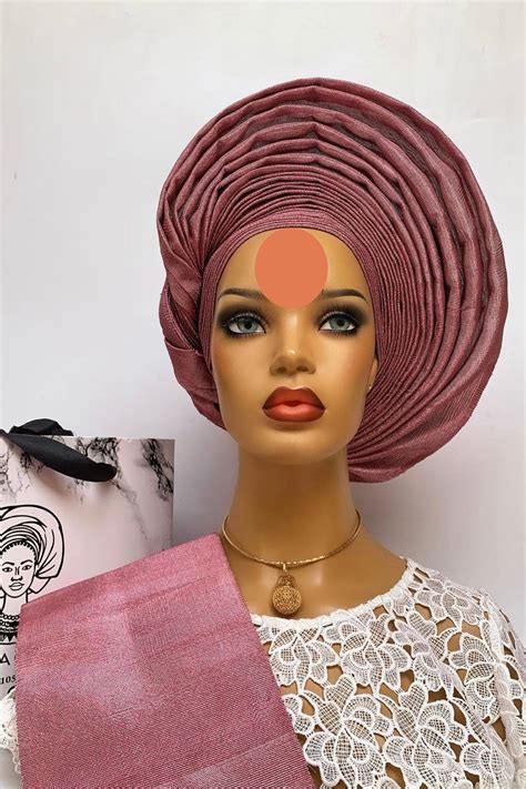 Africa Nigeria Gele Headtie Hat Aso Oke Fabric Gele Headwrap Ready To