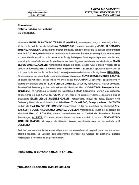 Carta De Solteria Pdf Justicia Crimen Y Violencia