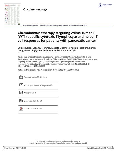 Pdf Chemoimmunotherapy Targeting Wilms Tumor 1 Wt1 Specific