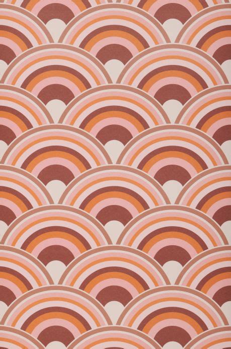 Papier peint Retro Rainbow orange brun Papier peint des années 70