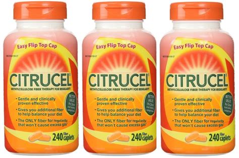 Citrucel Methylcellulose Fiber Therapy For Regularity 240 Caplets Pack Of 3 Relieves