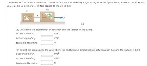 Solved Two Boxes Of Fruit On A Frictionless Horizontal S