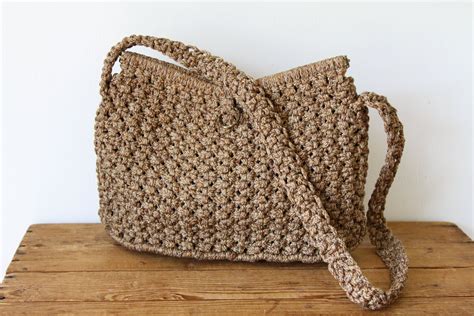 Vintage Macrame Shoulder Bag Boho Macrame Purse 1970s Handbag 030219 36