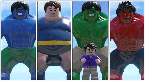 Blue Hulk Vs Blob Vs Hulk Transformation Vs Red Hulk Lego Marvel