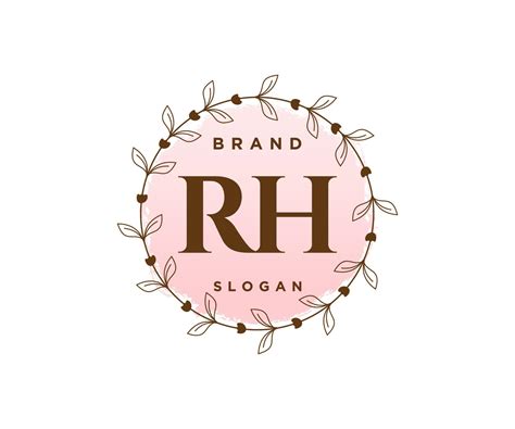 Initial Rh Feminine Logo Usable For Nature Salon Spa Cosmetic And