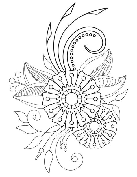 Mehndi Flower Pattern For Henna Drawing For Adult Coloring Page