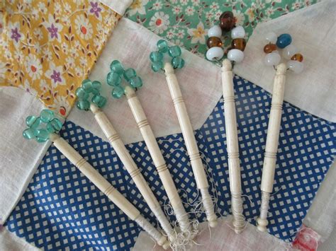 6 Lace Making Bobbins Mid 1800s Glass Spangles In Pairs Etsy