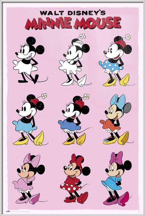 Minnie Mouse Framed Disney Poster The Evolution Of Minnie Mouse Over