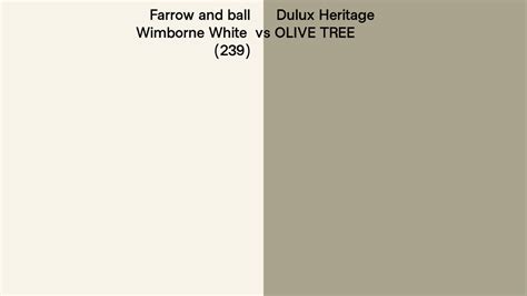 Farrow And Ball Wimborne White 239 Vs Dulux Heritage OLIVE TREE Side