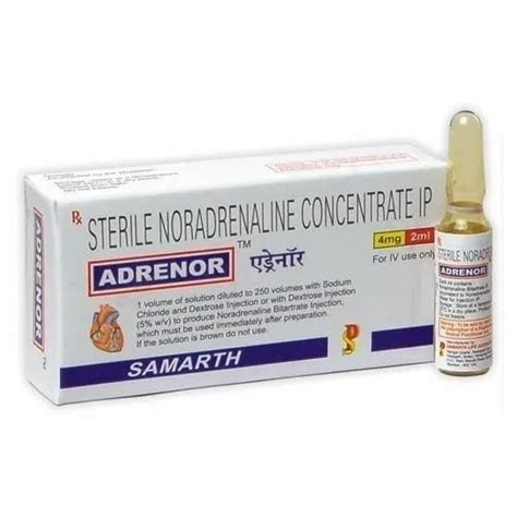 Adrenor Norepinephrine 4mg Noradrenaline 2 Ml In 1 Vial Treatment