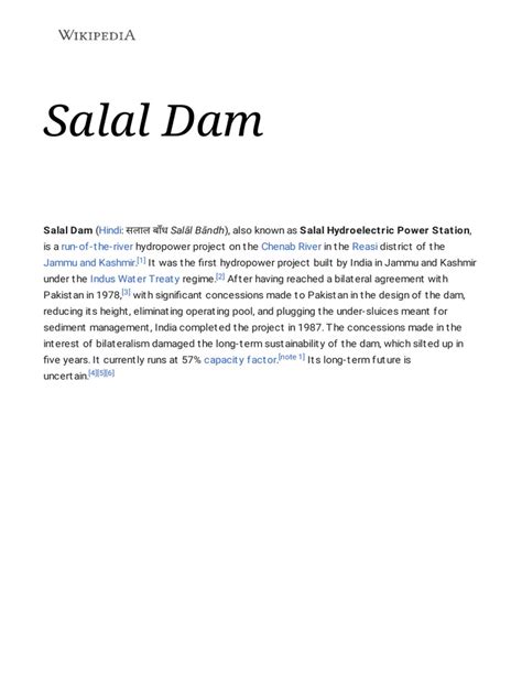 Salal Dam - Wikipedia | PDF | Environmental Engineering | Physical Geography