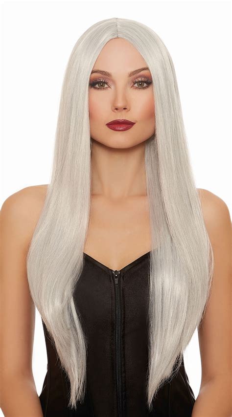 Long Grey And White Wig Straight White Wig