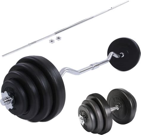 Physionics Juego Para Gimnasio Barra Curva 23 5 Kg Mancuernas 20