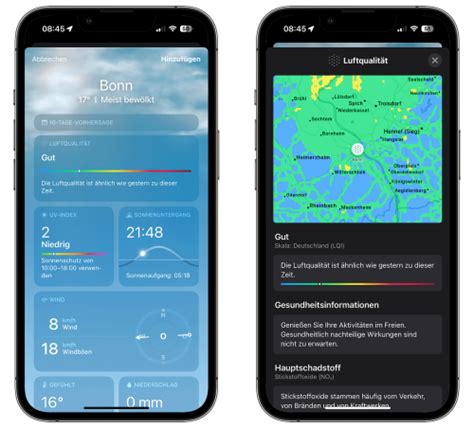 Google Maps Infos zu Wetter und Luftqualität direkt auf dem