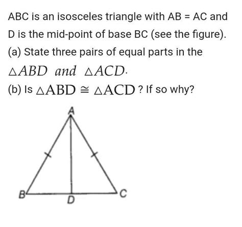 ABC Is An Isosceles Triangle With AB AC And D Is The Mid Point Of