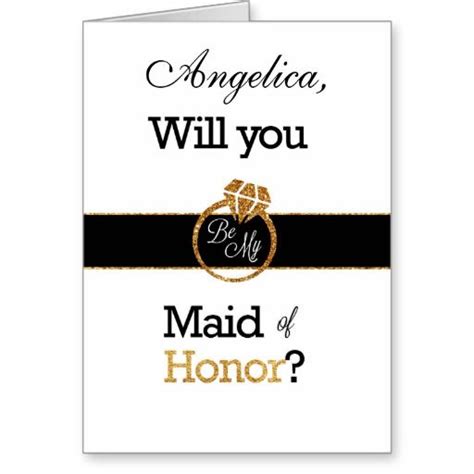 Glitter Will You Be My Maid Of Honor Invitation Zazzle Maid Of Honor Be My Bridesmaid Cards