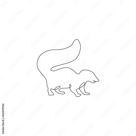 Minimalistic One Line Skunk Icon. Line drawing animals tattoo. Skunk ...