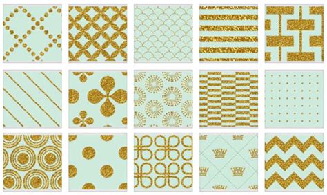 Mint Green Background Patterns with Gold Accents