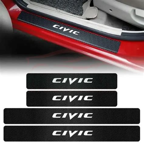 Civic Logo Car Door Sill Scuff Guard Carbon Fiber Door Panel Guard