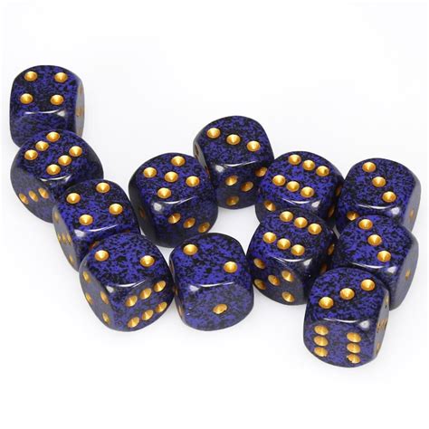 Over The Brick Chessex Speckled Golden Cobalt 16 Mm D6 Dice Block 12 Dice