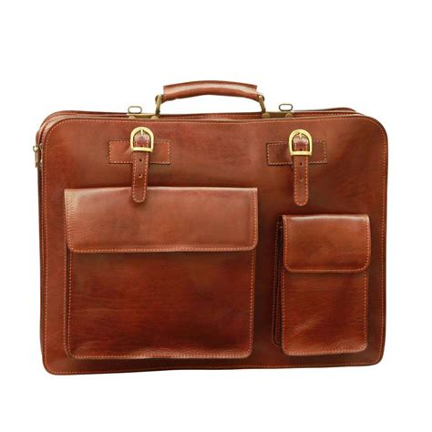 Old Angler Top Zip Italian Large Leather Briefcase