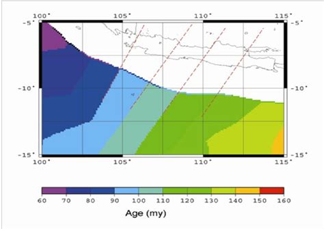 lithospheric age   indo australian subducting plate   java