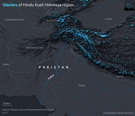 Location Of The Glaciers In The Hindu Kush Maps On The Web