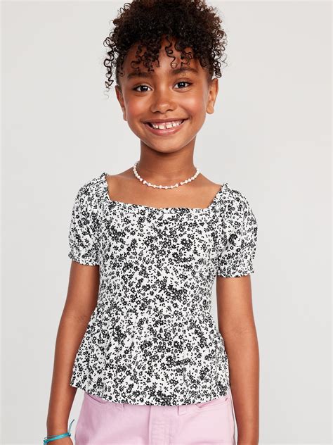 Printed Short Puff Sleeve Smocked Top For Girls Old Navy