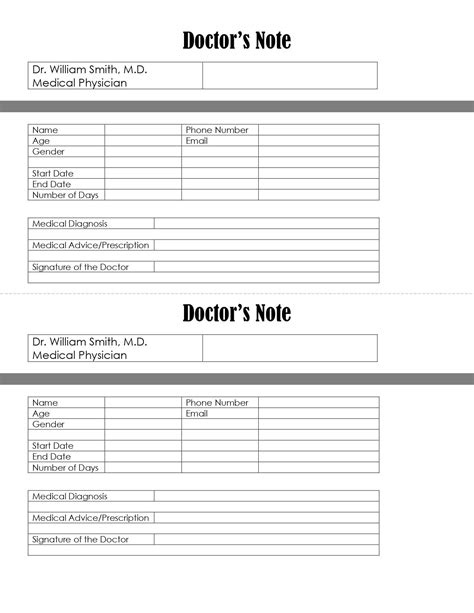 Editable Printable Doctor Note Template