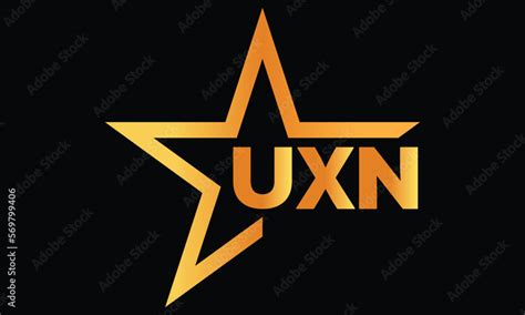 Uxn Golden Luxury Star Icon Three Letter Logo Design Vector Template