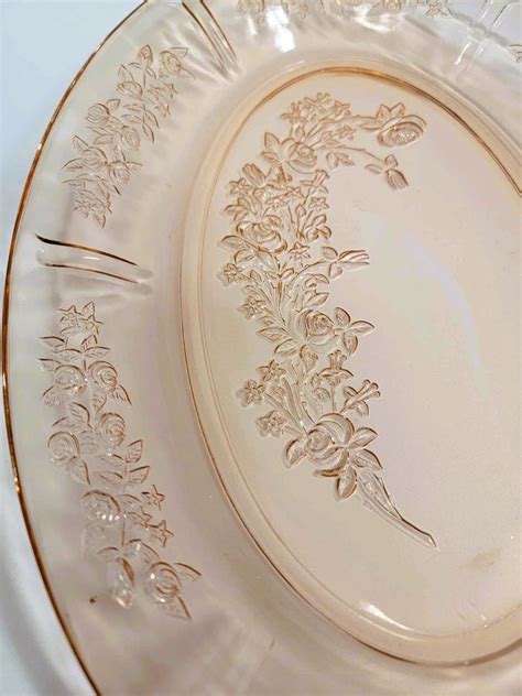 Pink Depression Glass Sharon Cabbage Rose Oval Platter Etsy