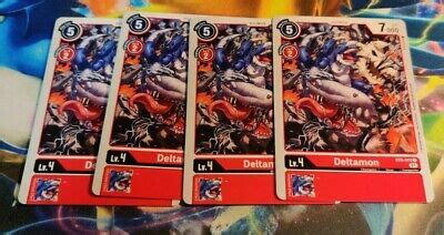 X4 Playset Digimon DELTAMON Red Set Booster Common TCG BT6 012 Double