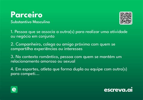 O Que Significa Parceiro - Parceiro - Significado e Sinônimo - escreva.ai