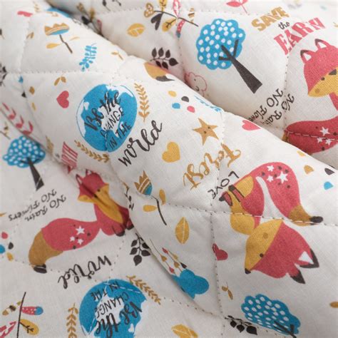 Tissu Matelass Piquage Fait En France Motif Petit Renard Mercerine