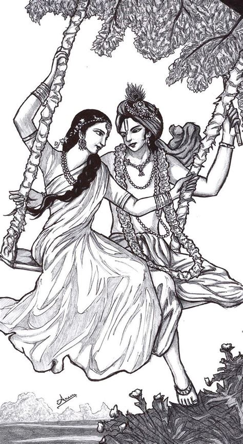 Pencil Sketch Of Radha Krishna