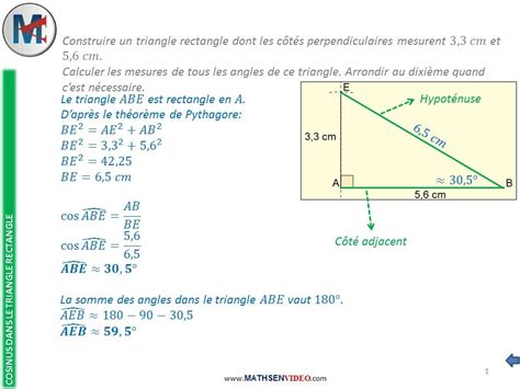 Exercice Calcul D Angle Avec Cosinus Vid O Dailymotion