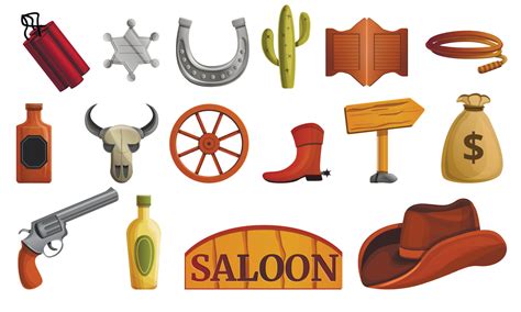 Saloon icon set, cartoon style 8864118 Vector Art at Vecteezy