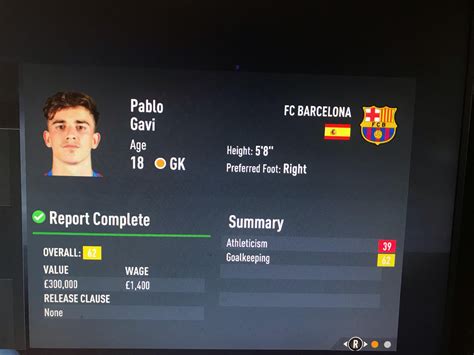 Gavi the 62 rated goalkeeper : r/FifaCareers