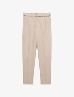 REISS Trail Regular Fit Tapered Leg Cotton Blend Trousers