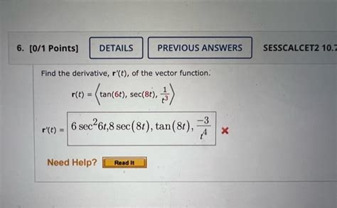 Solved 6 0 1 Points DETAILS PREVIOUS ANSWERS SESSCALCET2 Chegg