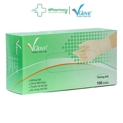Găng Tay Y Tế Latex Không Bột VGlove Powder Free Latex Gloves màu trắng ...
