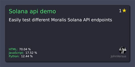 GitHub - JohnVersus/solana-api-demo: Easily test different Moralis ...