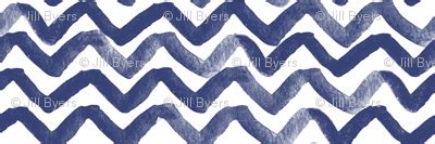 Zig Zag Waves Navy Fabric Jillbyers Spoonflower