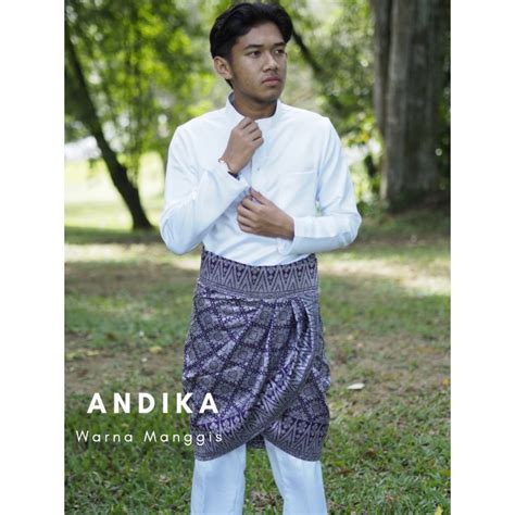 Andika Instant Sampin Songket Warna Dark Purple Manggis Sulam Silver