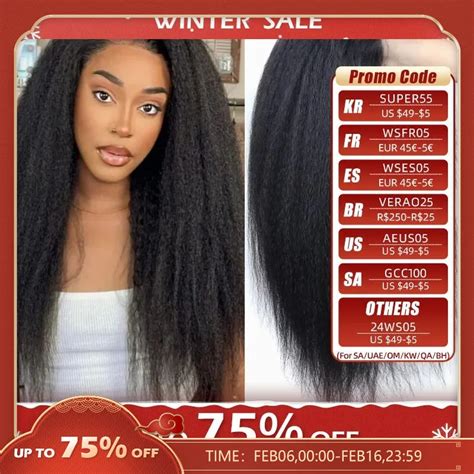 Kinky Straight Lace Front Wig Yaki Human Hair Wig Pre Plucked Hd