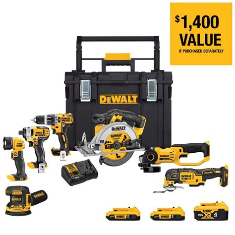 Dewalt 20v Max Cordless 7 Tool Combo Kit With Toughsystem Case 1 20v 40ah Battery And 2