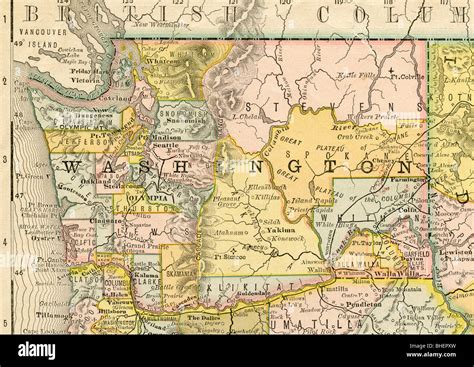 Mapa Antiguo Del Estado De Washington Desde Libros De Geograf A