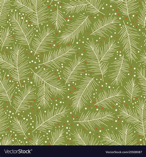 Christmas Seamless Pattern With Pine Branches Vector Image