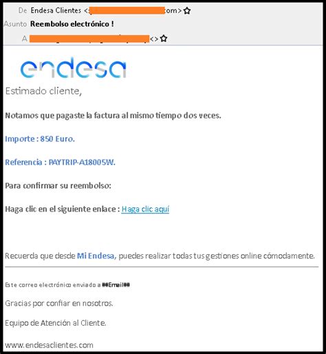 Detectada nueva campaña de phishing a Endesa que usa como excusa un