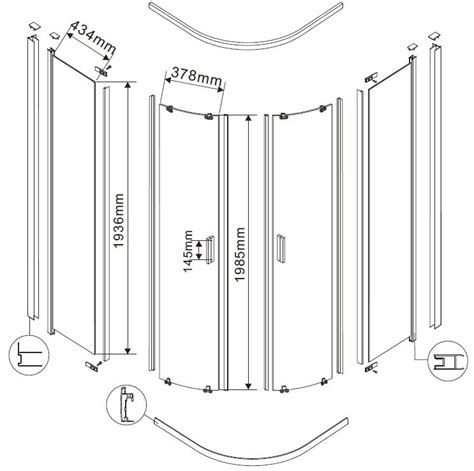 Saniclass Casus Douchecabine X X Cm Kwartrond Helder Glas